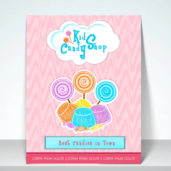 Concept of flyer or menu for kids candy shop. — 图库矢量图片