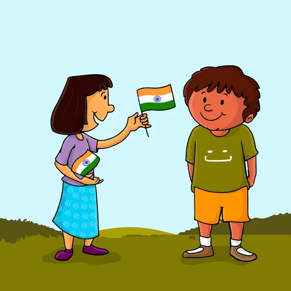 Cute kids for Indian Independence Day. — Stock Vector