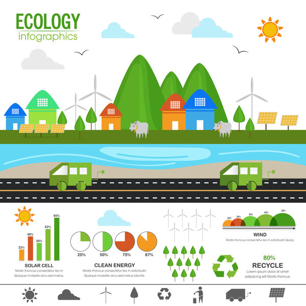 Set of ecology infographic elements.