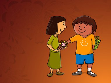 Sevimli çocuklar Raksha Bandhan kutlama için.