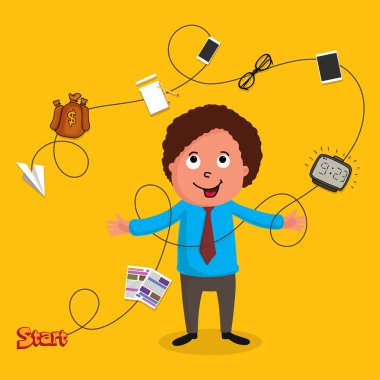 Business man with various elements.