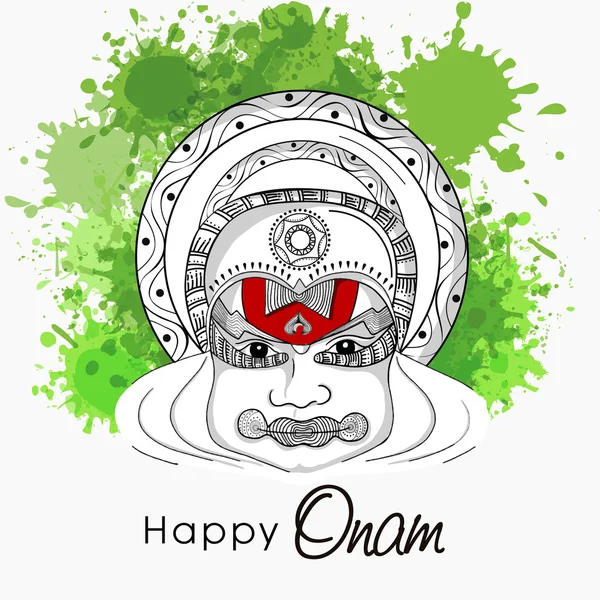 Kathakali dancer face for Happy Onam. — Stock vektor