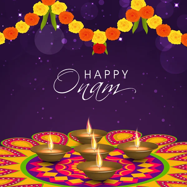 Tarjeta de felicitación para el festival del sur de la India, Onam . — Vector de stock