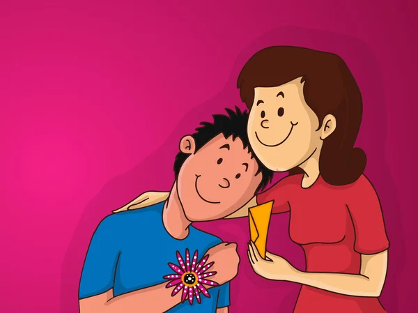 Fratello e sorella per la celebrazione di Raksha Bandhan . — Vettoriale Stock