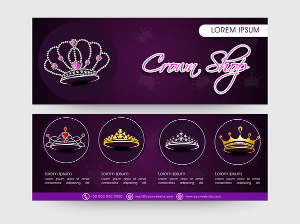 Web crown shop header concept. — Stock Vector