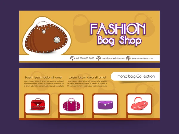 Fashion bag shop header or banner design. — Stock Vector