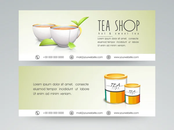 Concepto tienda de té encabezado web . — Archivo Imágenes Vectoriales