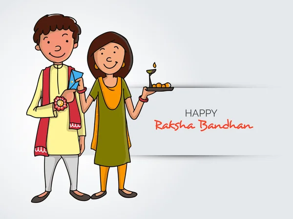 Bruder und Schwester für Raksha Bandhan Feier. — Stockvektor