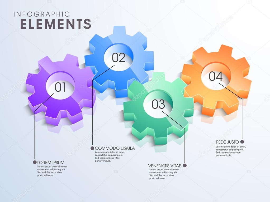 3D gears infographic elements for business purpose. 