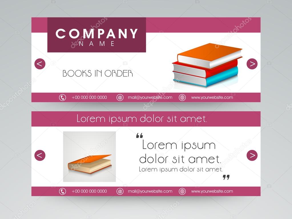 Concept of book shop web header.