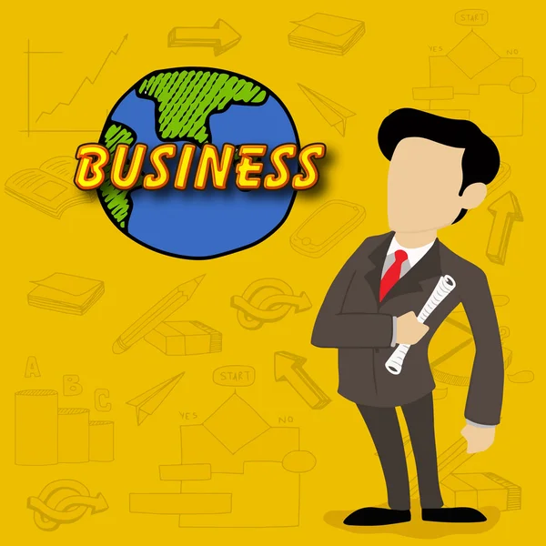Young business man with variouns infographic elements. — 图库矢量图片