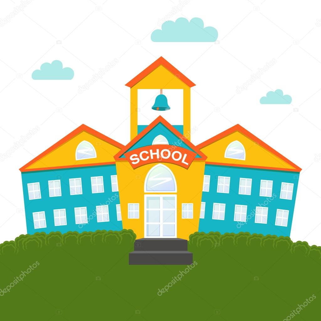 Creative colorful school building.