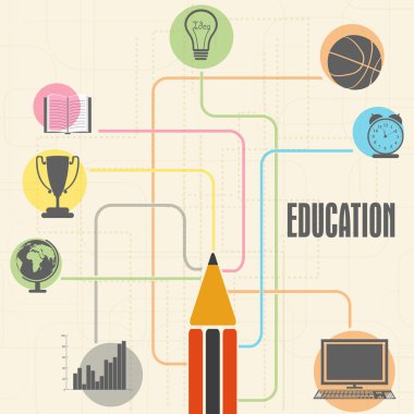 Stylish creative educational objects or elements.