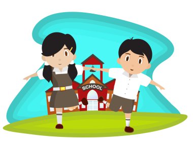 Küçük öğrencilerin yaratıcı illüstrasyon.