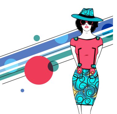 Genç kız retro vintage moda için.