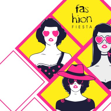 Retro genç moda kızlar.