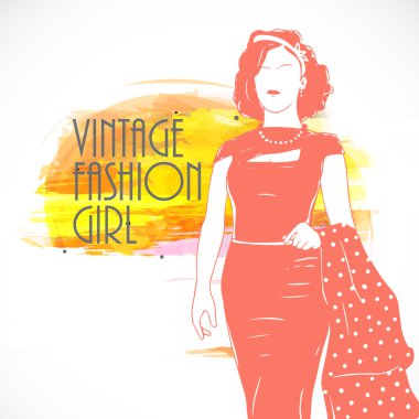 Retro moda koleksiyonu ile vintage kız.