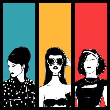 Vintage moda Retro genç kız.