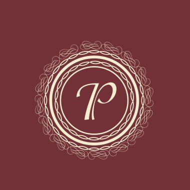 İngilizce alfabe P ile sigorta primi monogram.
