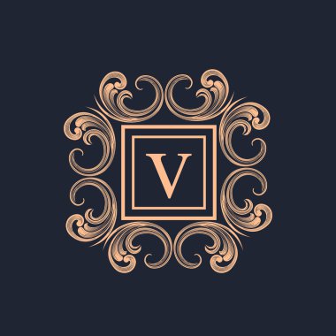 Monogram için mektup V ile yaratıcı çerçeve.