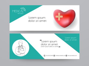 Web tıbbi üstbilgi veya kalp ile banner.
