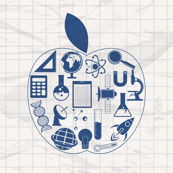 Symbole nauki w kształcie jabłka. — Wektor stockowy