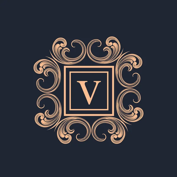 Cadre créatif avec lettre V pour monogramme . — Image vectorielle