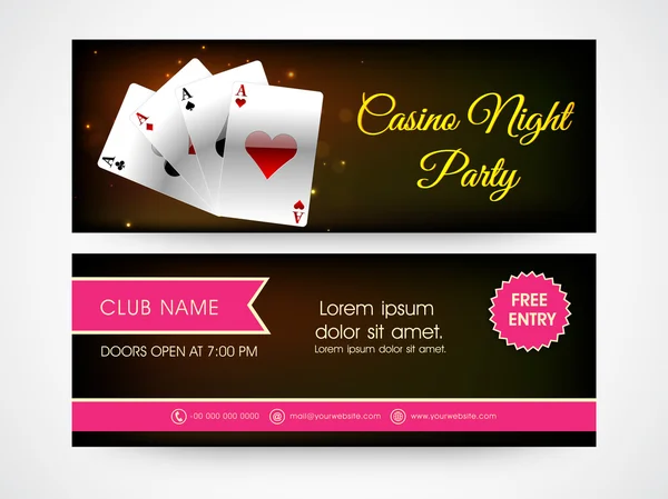 Encabezado web o banner para fiesta de casino . — Archivo Imágenes Vectoriales