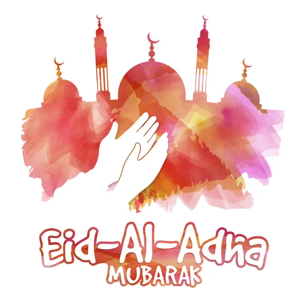 Eid-Al-Adha celebration with mosque. — Stockvector