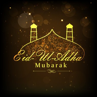 Eid-Ul-Adha celebration with stylish text and mosque.