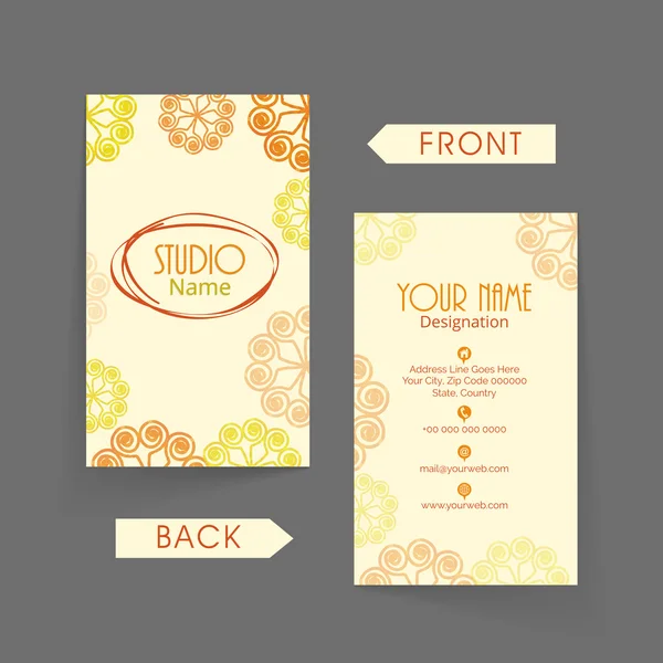 Elegante tarjeta de visita vertical o tarjeta de visita . — Vector de stock