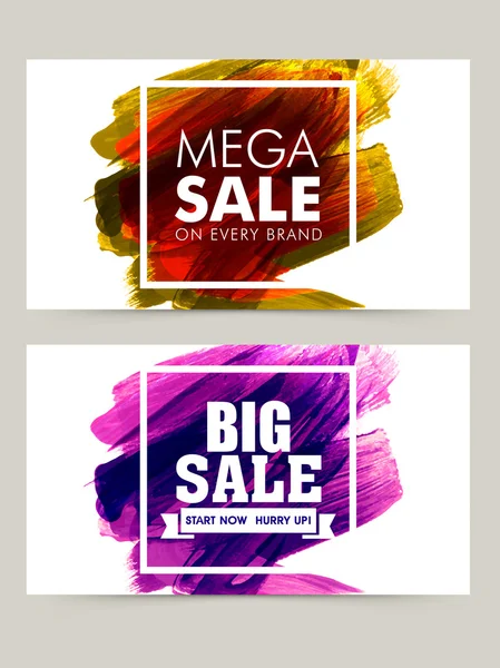 Mega Venta encabezado web o conjunto de banners . — Vector de stock