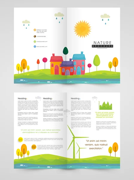 Brochure Natura di due pagine, modello o Flyer design . — Vettoriale Stock