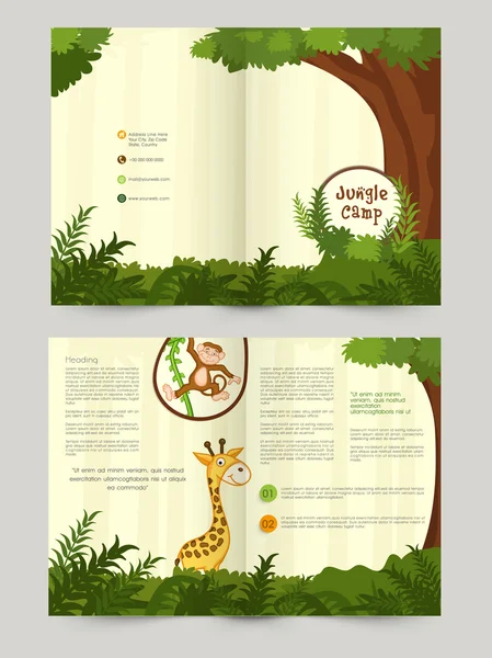 Stylish Two page Jungle Camp Flyer or Brochure design. — Stock vektor