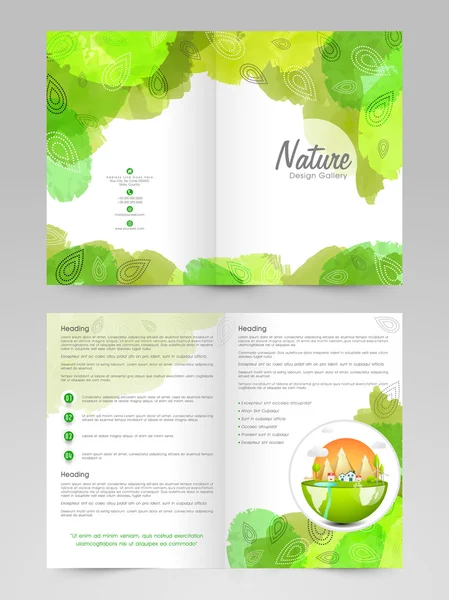 Ecological Two page Brochure, Template or Flyer. — Stock vektor