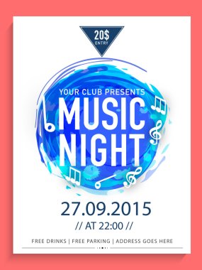 Music Night flyer, template or banner.