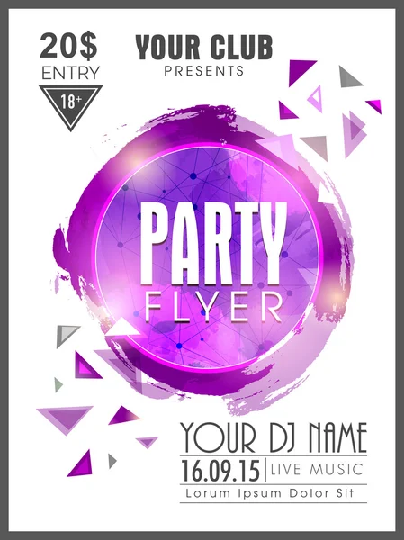 Creative Party flyer, template or banner. — Stock Vector