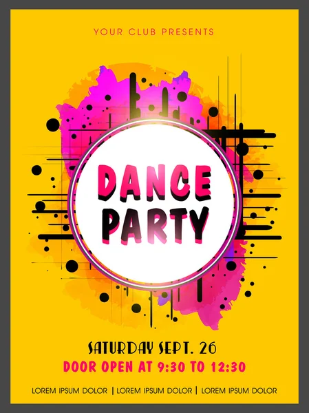 Abstract Dance Party flyer, template or banner. — Stock Vector