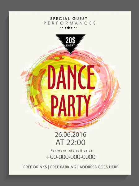 Template, banner or flyer for Dance Party. — Stock Vector