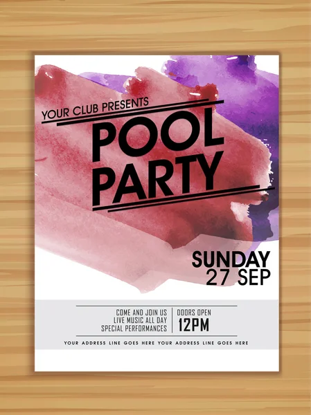 Flyer oder Vorlage für die Poolparty. — Stockvektor