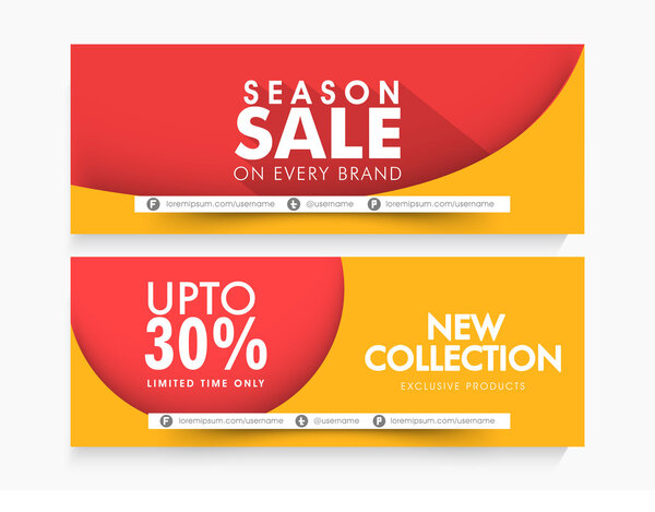 Season Sale web header or banner set.