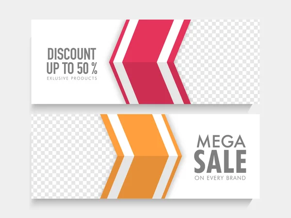 Mega Venta encabezado web o conjunto de banners . — Vector de stock