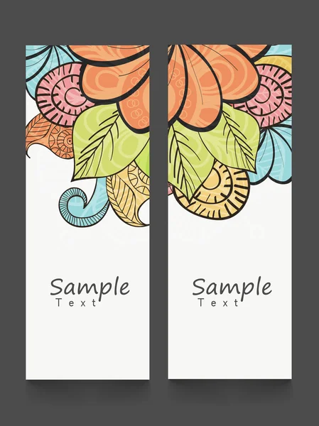 Floral decorated website banners set. — Stock Vector