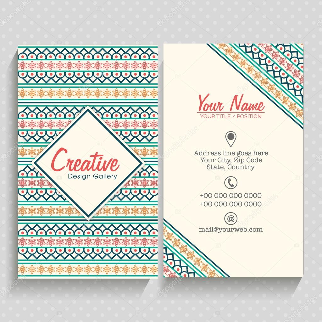 Floral vertical Business card or Visiting card set.