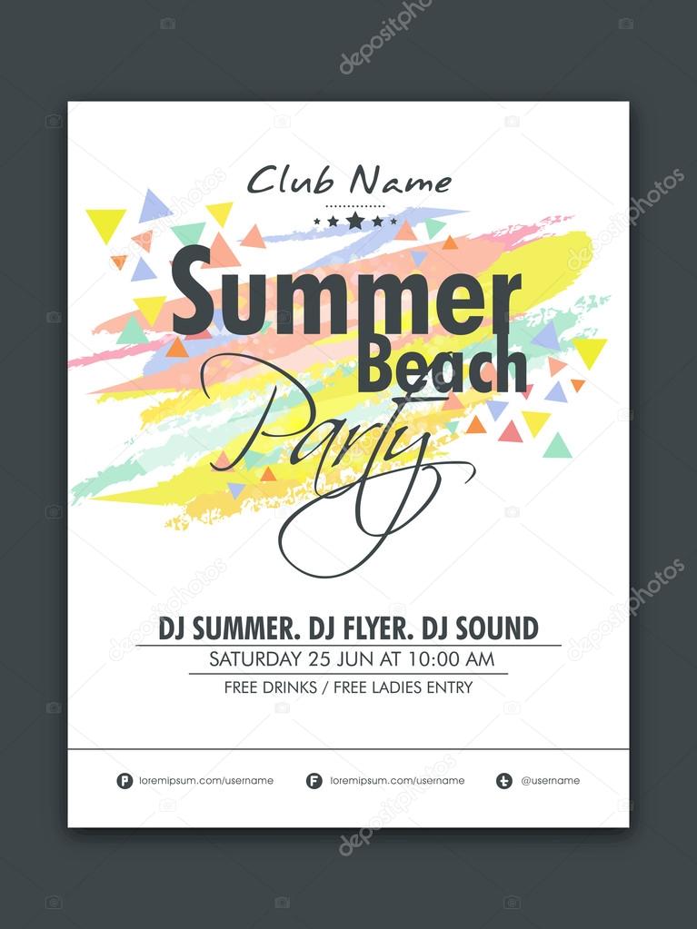 Summer Beach Party celebration flyer or banner.