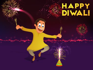 Cute boy enjoying Happy Diwali.