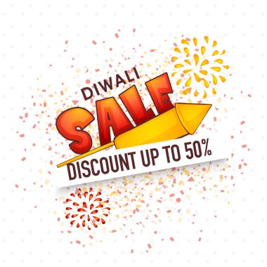 Poster, banner or flyer for Diwali Sale.