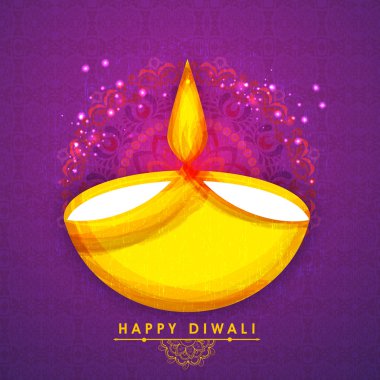 Creative lit lamp for Happy Diwali celebration.