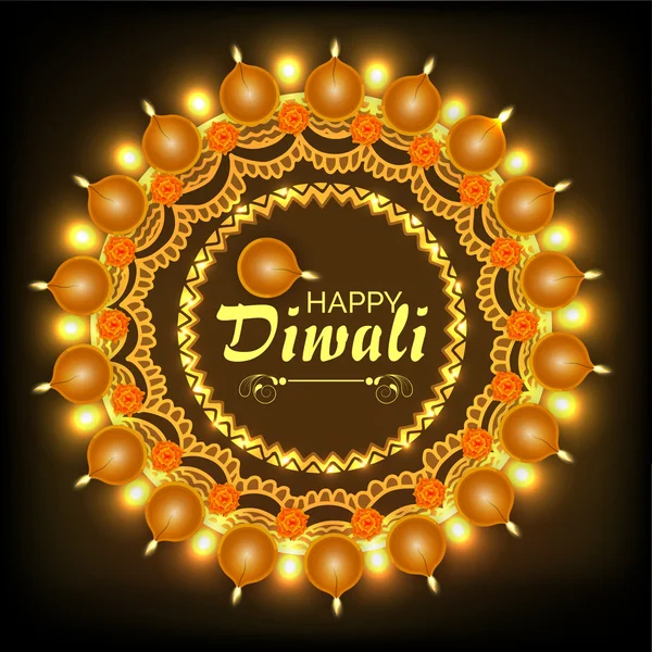 Tarjeta de felicitación para la celebración de Happy Diwalii . — Vector de stock