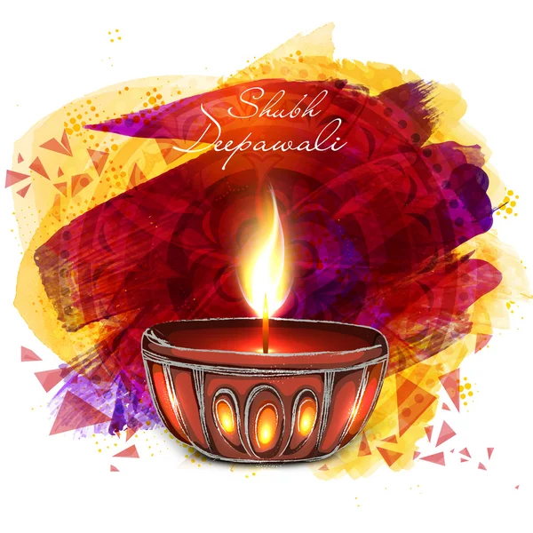 Creative lit lamp for Happy Deepawali. — Stock Vector